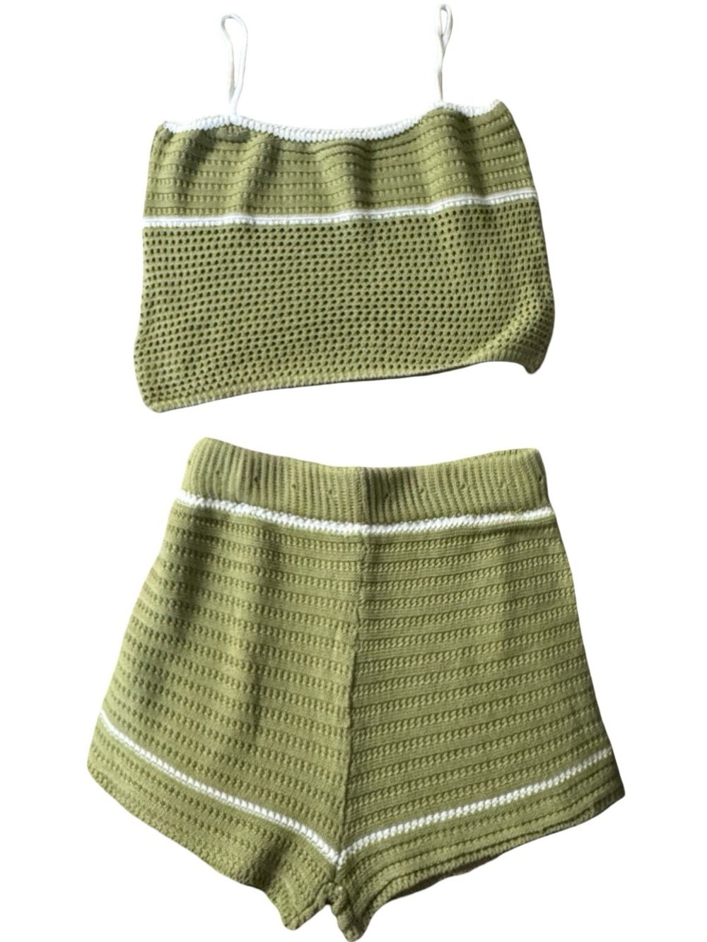 SHEIN Knit High Waist Shorts Set in Green Size Medium